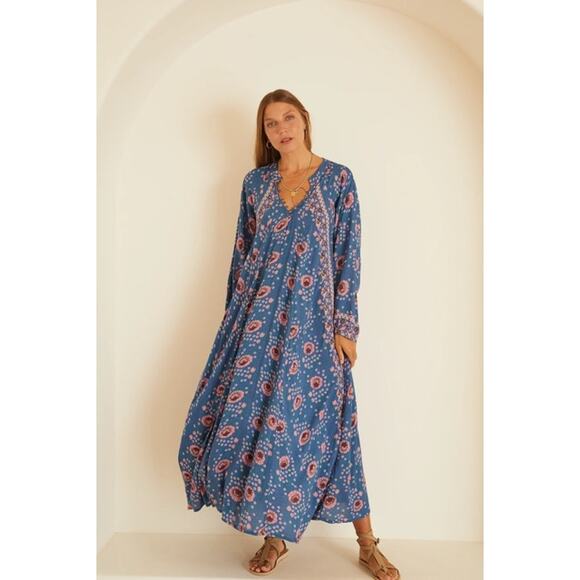 NATALIE MARTIN FIORE LIMITED EDITION VINTAGE FLOWERS AZURE MAXIDRESS XL - Picture 12 of 14